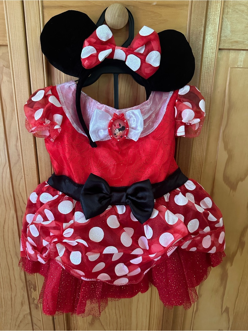 Red Polka Dot Minnie-Style Kids Costume Dress with Headband